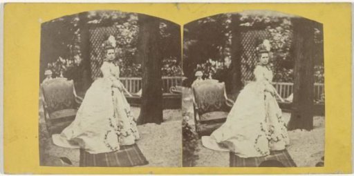 Portrait of a woman in costume in a garden