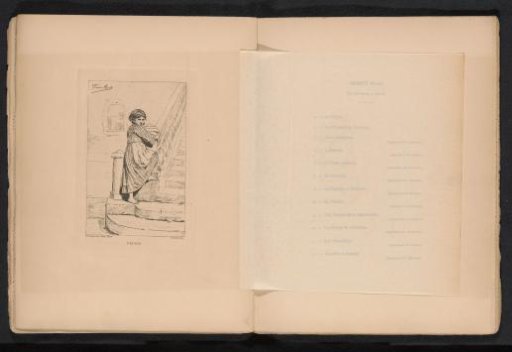 Reproduction of a drawing of a child on a staircase by Frantz Meerts