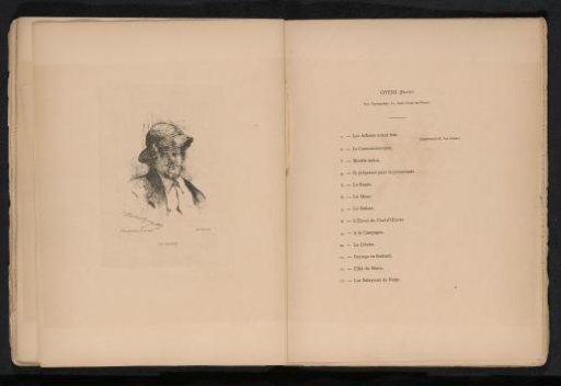 Reproduction of a drawing of a man smoking a pipe by David Oyens