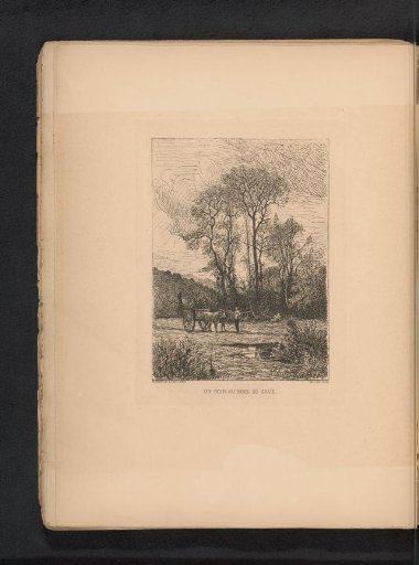 Reproduction of a Drawing of a Man with Two Cows Before a Wagon in a Landscape by Hendrick van der Hecht
