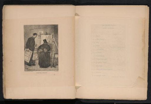Reproduction of a drawing of a painter showing his work to someone by Eugène van Gelder