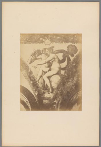 Photographic reproduction of the fresco Venus and Cupid after Raphael in the Villa Farnesina in Rome, Italy