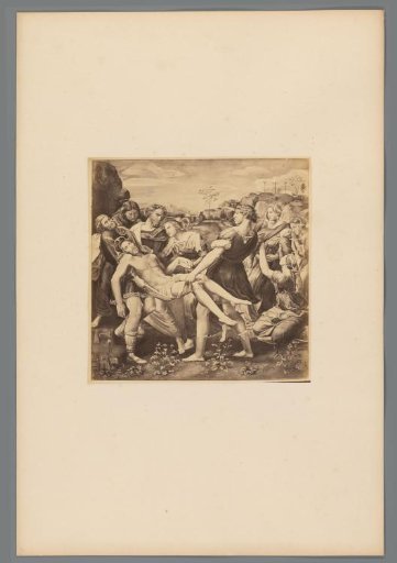 Photographic reproduction of the painting The Borghese Entombment on the Baglioni Altar by Raphael in the Galleria Borghese in Rome, Italy