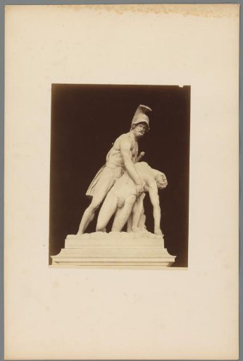 Sculptures of the Pasquino group, Menelaus carrying the body of Patroclus, in the Loggia dei Lanzi in Florence, Italy