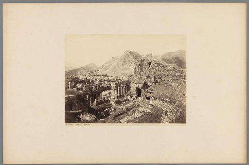 View of the remains of the amphitheater at Taormina, Italy