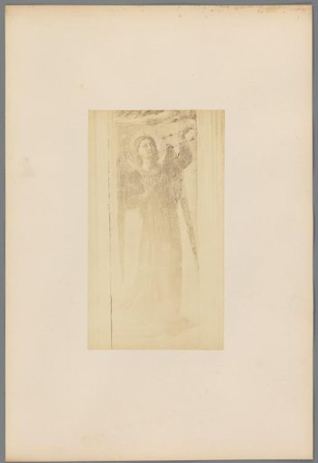Photographic reproduction of a painting depicting an angel with a trumpet