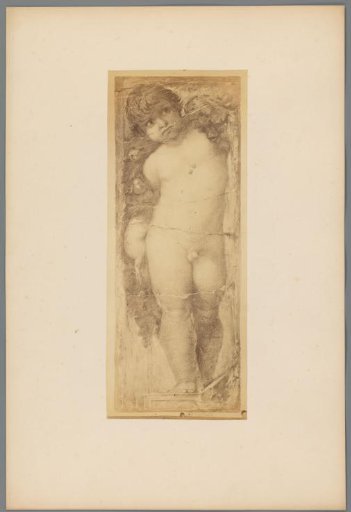 Photographic reproduction of a fresco depicting an angel or putto