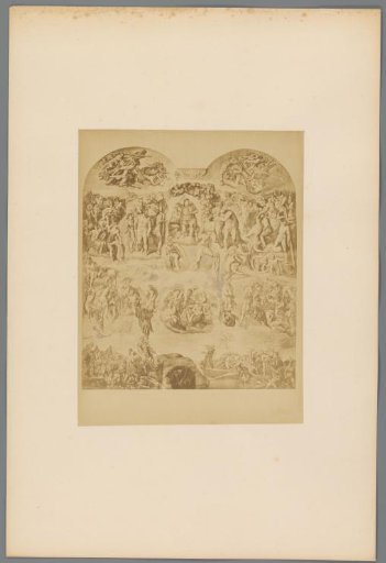 Photographic reproduction of a wall painting with various biblical scenes