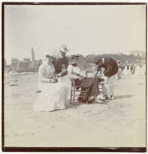Girl with Friends on the Beach in Normandy