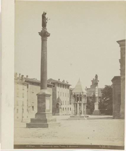 View of the Column and Tomb on the Piazza San Domenico in Bologna