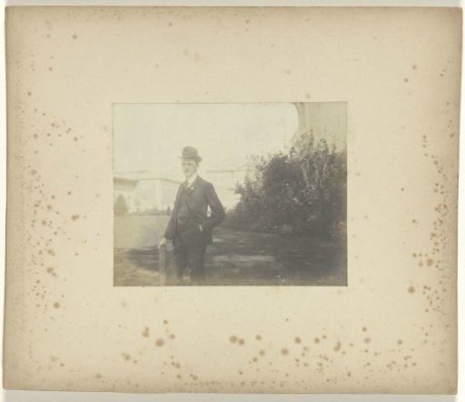Tony Artz behind the Art Building on the grounds of the World's Fair in St. Louis (Louisiana Purchase Exposition), 1904