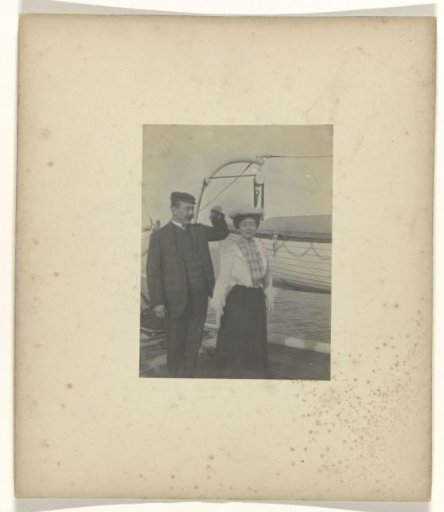 Unknown man and woman on the deck of a ship