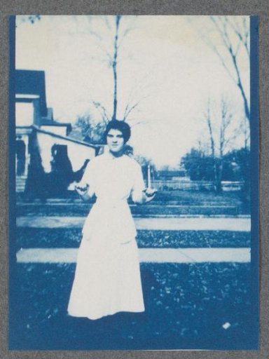 Student on the street, possibly on the campus of Denison University in Ohio
