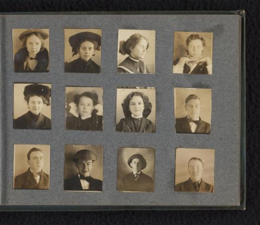 Twelve portraits of unknown girls and boys