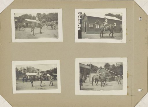 Album Leaf with Four Photographs of a Military Officer on Horseback