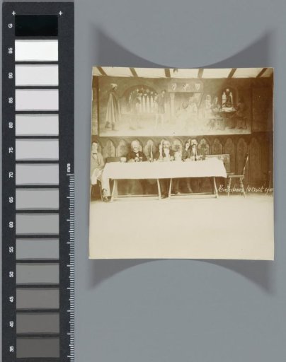 Four Men Behind a Set Table in an Interior, Niederbronn (Bas-Rhin, Alsace), France