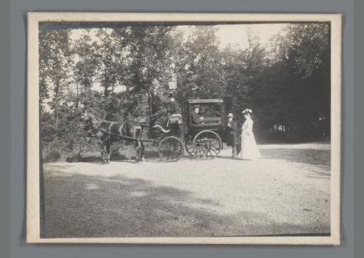 Horse-Drawn Carriage with Driver, Seated Woman, Standing Man and Woman, Presumably the Doctor's Carriage of Piet de Jong