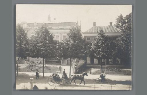 Horse-Drawn Carriage, Presumably the Doctor's Carriage of Piet de Jong, Cyclists and Pedestrians on the Street in Arnhem