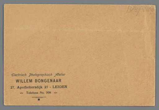 Envelope for photographs by the Electrisch Photographisch Atelier of Willem Bongenaar, Leiden