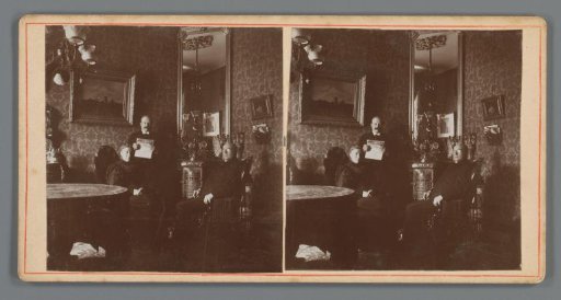 Portrait of Willem de Jong with his parents Johanna Petronella de Jong-Voet and Lambertus de Jong in Piet de Jong's house in Arnhem