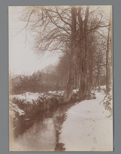 Snowy Wooded Landscape with a Stream