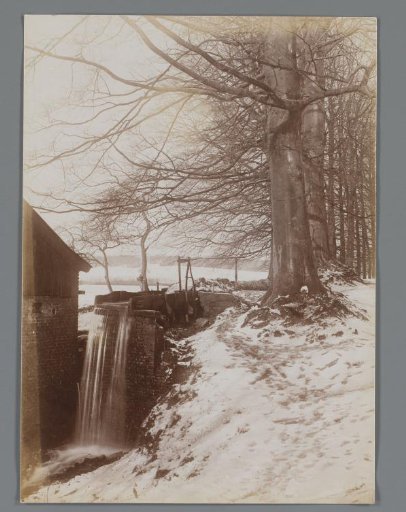 Snowy Wooded Landscape with a Watermill