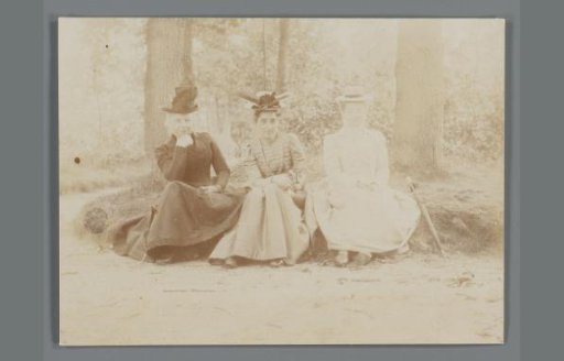 Portrait of Three Unknown Women Sitting in the Forest