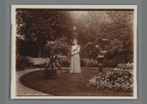 Portrait of Hendrina (Dina) Johanna de Jong-Ploeg in Her Garden in Arnhem