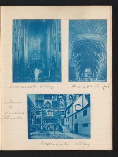 Three photographs of the interior and exterior of Westminster Abbey