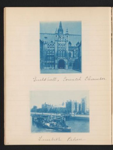 Two photographs of the Guildhall and Lambeth Palace, London