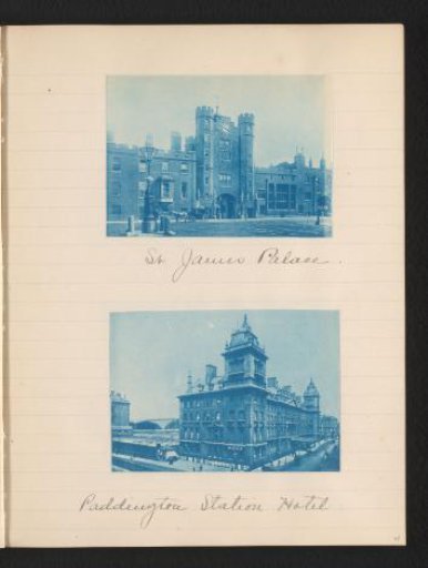 Two photographs of Saint James's Palace and Paddington Station Hotel, London