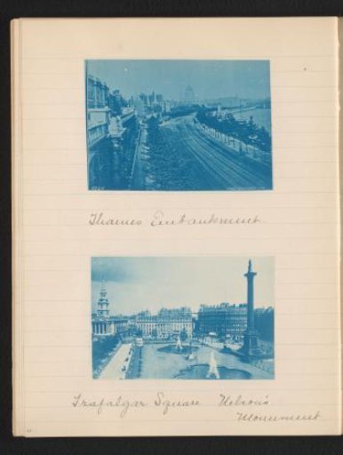 Two views of the Thames Embankment and Trafalgar Square, London