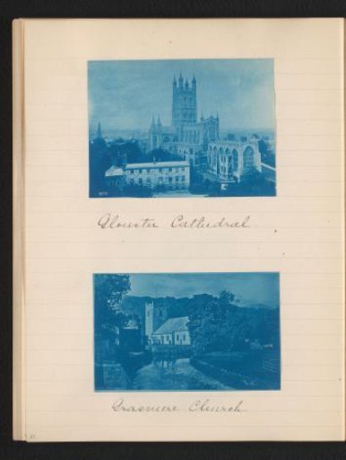 Two photographs of Gloucester Cathedral and the church of Grasmere