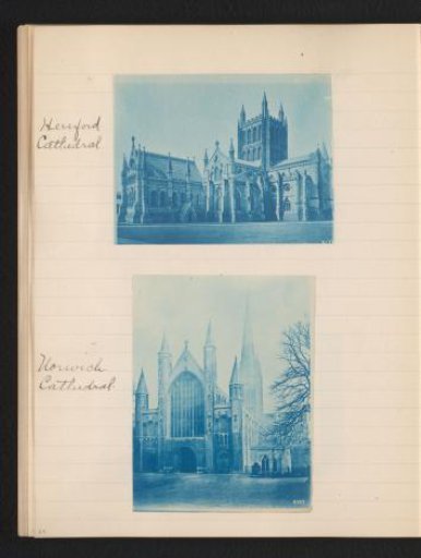 Two photographs of the cathedrals of Hereford and Norwich