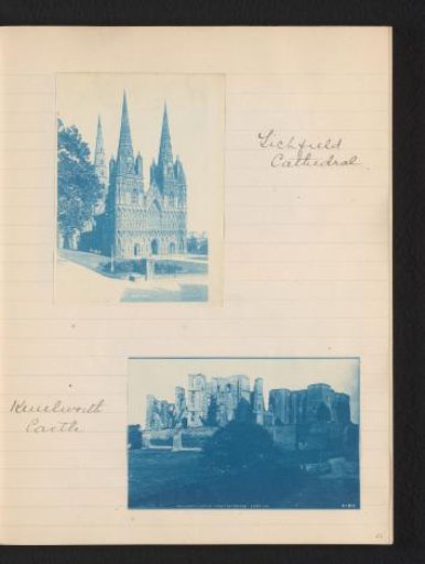 Two photographs of Lichfield Cathedral and Kenilworth Castle