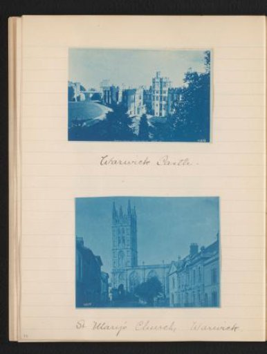 Two photographs of Warwick Castle and Church