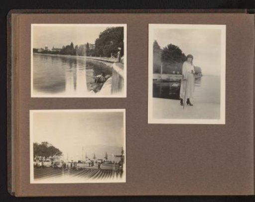 Three photographs of the family on holiday