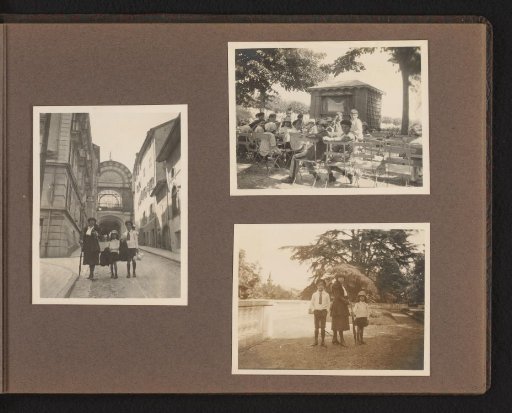 Three photographs of the family on holiday