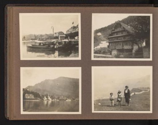 Four photographs of the family on holiday