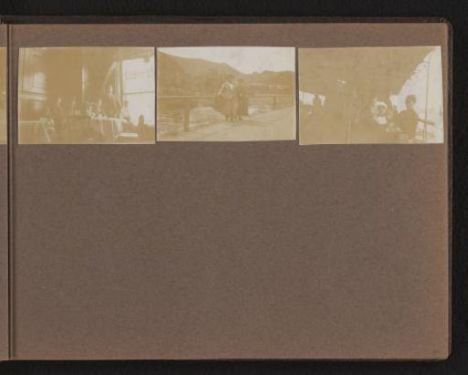 Three photos of the family traveling