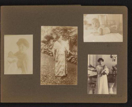 Four photographs of baby Han with his mother
