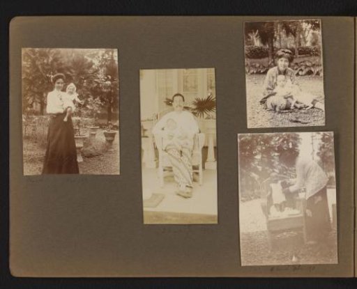 Four photographs of baby Han with his mother