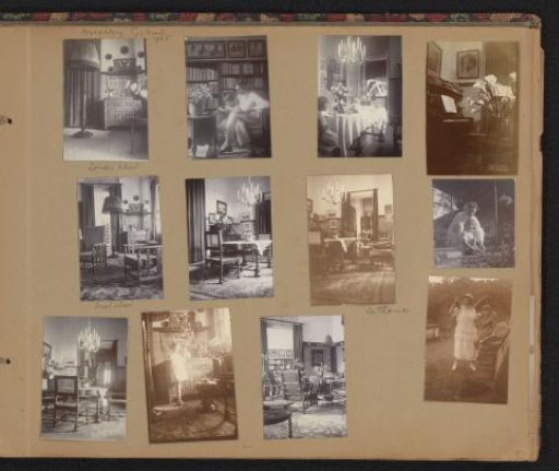 Sheet with photographs of the interior of a house in Tjimahi