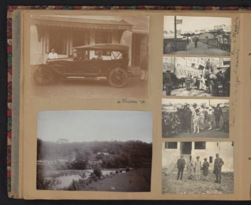 Sheet with photographs of a car and a journey to Marseille