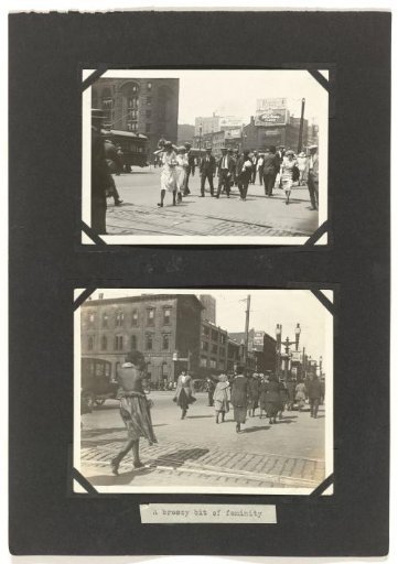 Two photographs of women on the street in New York
