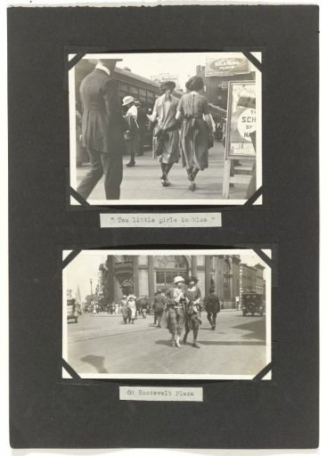 Two photographs of women on the street in New York