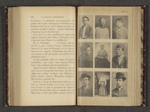 Nine portraits of unknown criminals