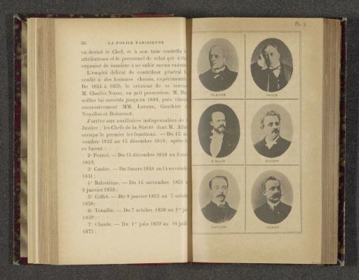 Six portraits of heads of the Paris police security service