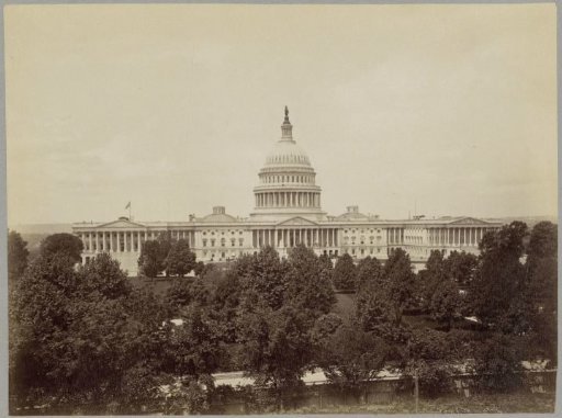 View of the east side and the dome of the Capitol in Washington D.C.