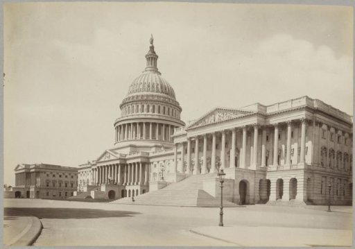 View of the east side and the dome of the Capitol in Washington D.C.